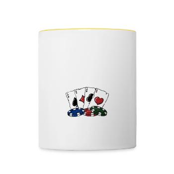 Volé par Bad Beats Casino Poker Gambling Poker - Mug contrasté - blanc/jaune - Devant