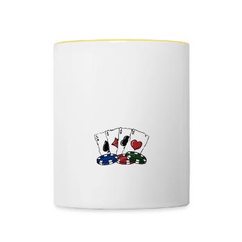 Démolir la pile de jetons de tout le monde Humour de poker drôle - Mug contrasté - blanc/jaune - Devant