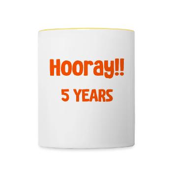 Hooray I Survived 5 Years On The Job 3 - Contrasting Mug - white/yellow - Front