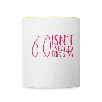 60 Isn't Usually This Sexy 3 - Contrasting Mug - white/yellow - Front