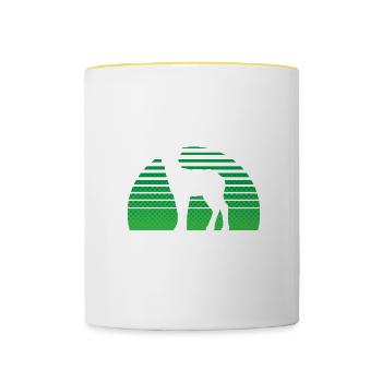 Was ist besser als ein Reh? Zwei Rehe - Tasse zweifarbig - Weiß/Gelb - Vorne