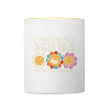 Je veux être professeur d’anglais Schwa ELA Life - Mug contrasté - blanc/jaune - Devant