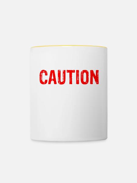 Caution Thesis In Progress 3 - Tasse zweifarbig - Weiß/Gelb