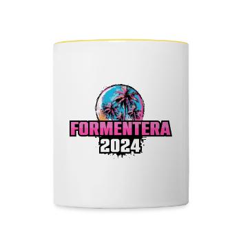 Palmiers Formentera 2024 - Mug contrasté - blanc/jaune - Devant