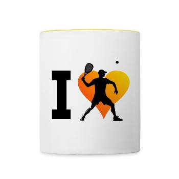 Pickleball Games Women Racquetball Games - Contrasting Mug - white/yellow - Front