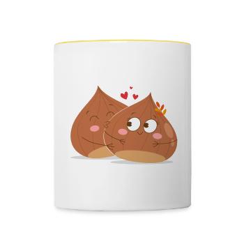 braun verliebt - Tasse zweifarbig - Weiß/Gelb - Vorne