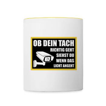 Tacho Tuning Auto Spruch Geschenk - Tasse zweifarbig - Weiß/Gelb - Vorne