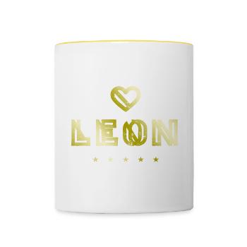Leon Herz - Tasse zweifarbig - Weiß/Gelb - Vorne