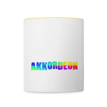 Akkordeon Ziehharmonika Instrument Musik Geschenk - Tasse zweifarbig - Weiß/Gelb - Vorne