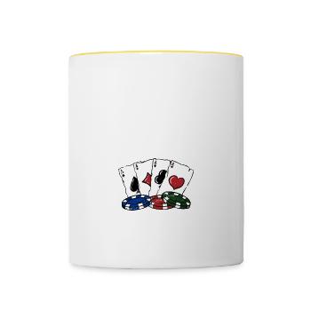 Bleeding Donkeys Gambler Poker Gambling Poker - Tasse zweifarbig - Weiß/Gelb - Vorne
