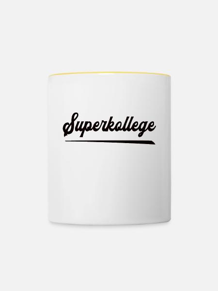 Superkollege Arbeitskollege Bester Kollege Freund - Tasse zweifarbig - Weiß/Gelb