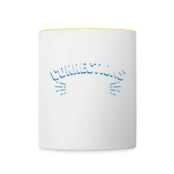 CORRECTIONS. A CAREER OF COURAGE Geschenke - Tasse zweifarbig - Weiß/Gelb - Vorne