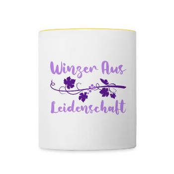 Winzer Wein Weinbauer Rotwein Geschenk - Tasse zweifarbig - Weiß/Gelb - Vorne