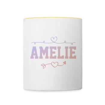 Amélie - Mug contrasté - blanc/jaune - Devant