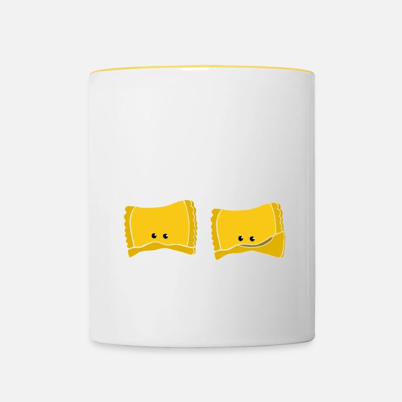 Maultaschen Schwabe Mauldascha Geschenk - Tasse zweifarbig - Weiß/Gelb