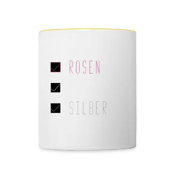 Silberne Hochzeit Jubiläum Geschenk - Tasse zweifarbig - Weiß/Gelb - Vorne