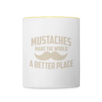 Moustache Dude Mustaches Make The World A Better - Tasse zweifarbig - Weiß/Gelb - Vorne