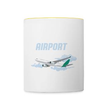 This Is My Airport Shirt Vacation Trip Traveler - Contrasting Mug - white/yellow - Front