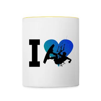 Kiting Kitesurf Kitesurf Hommes Femmes Kite - Mug contrasté - blanc/jaune - Devant