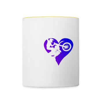 Freestyle Motocross Supermoto Dirt Biker - Tasse zweifarbig - Weiß/Gelb - Vorne