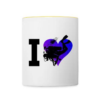 Free Dive Scuba Diving Diving Scuba Diver - Contrasting Mug - white/yellow - Front