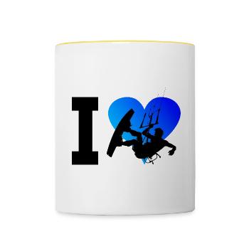 Hommes Kite Kitesurfer Kitesurf Kitesurf - Mug contrasté - blanc/jaune - Devant