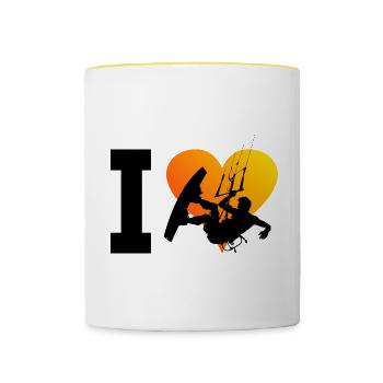 Kitesurfing Men Kitesurfer Kitesurf Kitesurf Kite - Contrasting Mug - white/yellow - Front