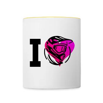 Cyclisme Vététistes Hommes Cyclistes - Mug contrasté - blanc/jaune - Devant