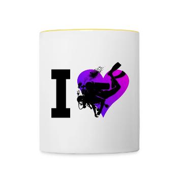 Scuba Tauchen Taucher Tauchen Herren Scuba Taucher - Tasse zweifarbig - Weiß/Gelb - Vorne