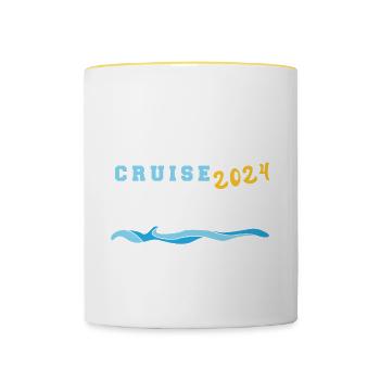 Family Cruise 2024 Cruising Tour Voyage Matching - Contrasting Mug - white/yellow - Front
