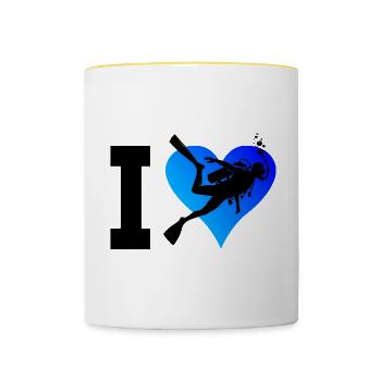 Tauchen Scuba Diver Free Dive Scuba Taucher - Contrasting Mug - white/yellow - Front