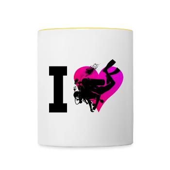 Tauchen Free Dive Herren Scuba Diver Diving - Tasse zweifarbig - Weiß/Gelb - Vorne