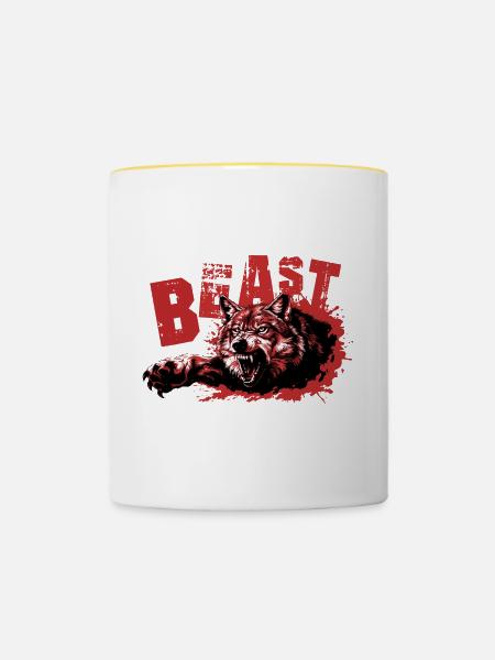 Beast Wolf - Tasse zweifarbig - Weiß/Gelb