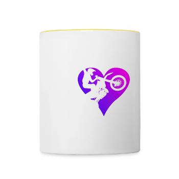 Dirtbike Dirt Bike Freestyle Motocross Motocross - Tasse zweifarbig - Weiß/Gelb - Vorne