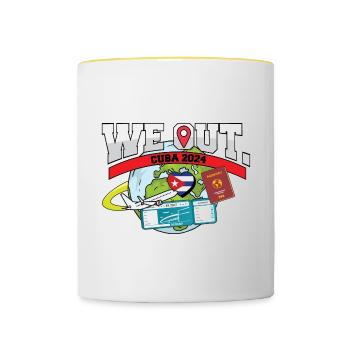 Nous voyageons à Cuba en famille assortie - Mug contrasté - blanc/jaune - Devant