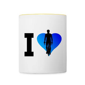 Mtb Fahrrad Bike Herren Radfahren Radeln - Tasse zweifarbig - Weiß/Gelb - Vorne