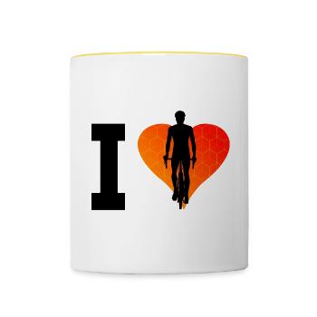 Mtb Women Cycling Bicycle Cyclist Bike - Contrasting Mug - white/yellow - Front
