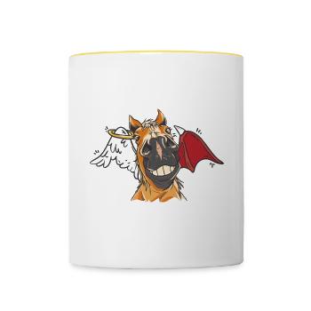 Horse Head Horse Horses Angel Devil Horse - Contrasting Mug - white/yellow - Front