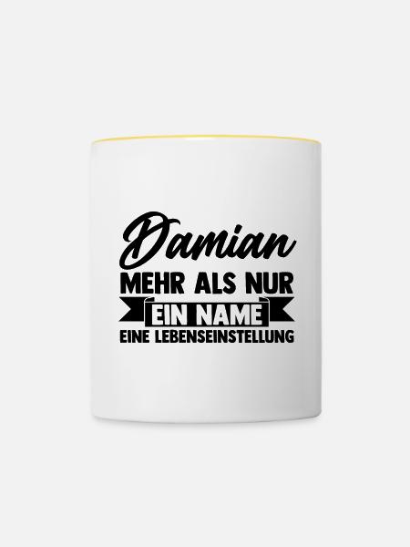 Vorname Damian - Tasse zweifarbig - Weiß/Gelb