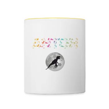 ANTON - Beau prénom de garçon avec dinosaure - Mug contrasté - blanc/jaune - Devant