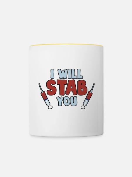 I Will Stab You - Tasse zweifarbig - Weiß/Gelb