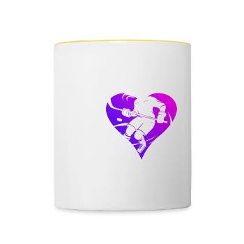 Eishockey Spieler Eishockey Herren Eishockeyspiele - Tasse zweifarbig - Weiß/Gelb - Vorne
