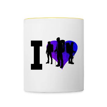 Climbing Bouldern Damen Herren Kletterer - Tasse zweifarbig - Weiß/Gelb - Vorne