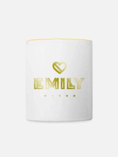 Emily Herz - Tasse zweifarbig - Weiß/Gelb