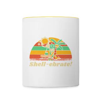 Shell-ebrate! Beach Party Ocean Celebration - Tasse zweifarbig - Weiß/Gelb - Vorne