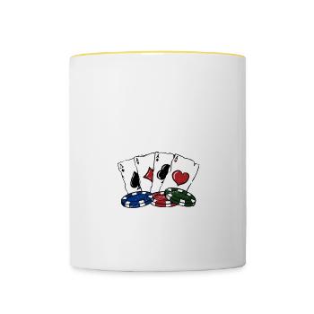 All In Gambler Poker Gambling Poker Player - Contrasting Mug - white/yellow - Front