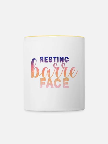 Resting Barre Face 3 - Tasse zweifarbig - Weiß/Gelb