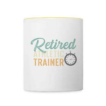 Pensionierter Sporttrainer Rentner Geschenk - Tasse zweifarbig - Weiß/Gelb - Vorne