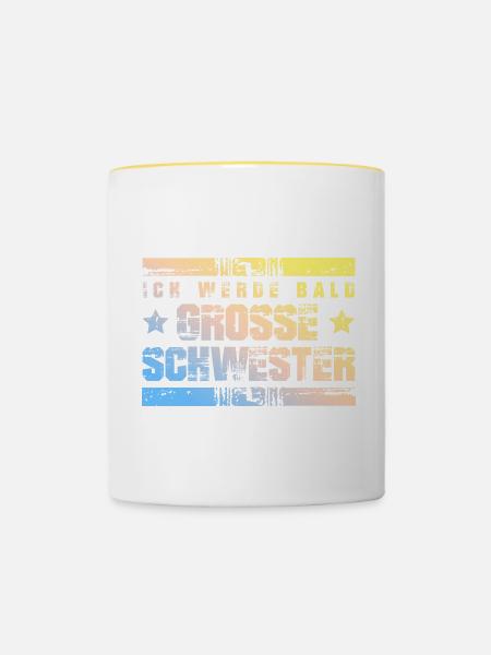 Ich werde Bald Schwester - Tasse zweifarbig - Weiß/Gelb