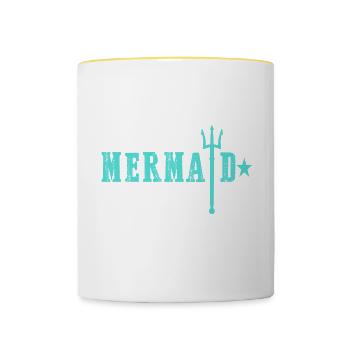 Mermaid Security, Don't Mess With My Mermaid 3 - Contrasting Mug - white/yellow - Front